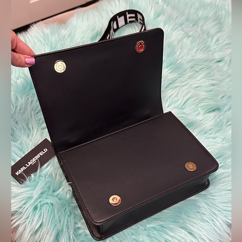 Karl Lagerfeld Paris Black Embellished Women's Handbag NEW! FIRM 65% OFF! - Picture 8 of 12